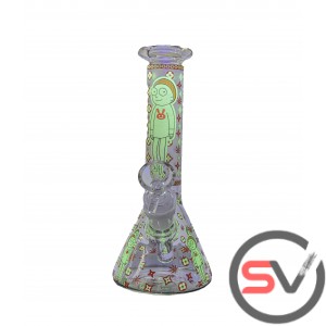 RICK AND MORTY BUNNY PAJAMAS GLASS BEAKER With ICE CATCHER 8inch (GLOW IN DARK)